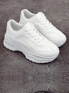 White Round Toe Lace Up Rubber Shoes