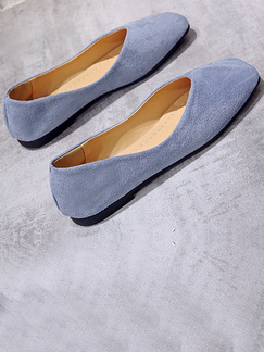 Blue Round Toe Flats Shoes