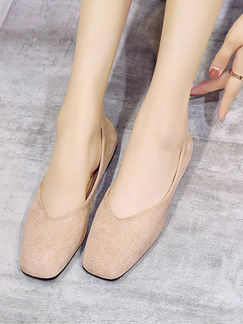 Beige Round Toe Flats Shoes