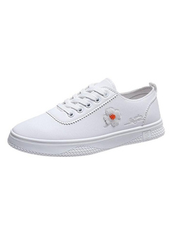 White Round Toe Lace Up Rubber Shoes
