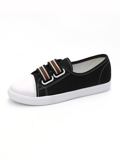 Black Round Toe Strap Rubber Shoes