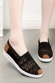 Black and White Round Toe Perforated Slip On Shoes