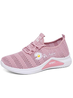 Pink and White Round Toe Perforated Slip On Rubber Shoes