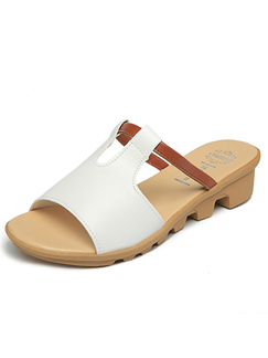 White Leather Open Toe Platform Sandal