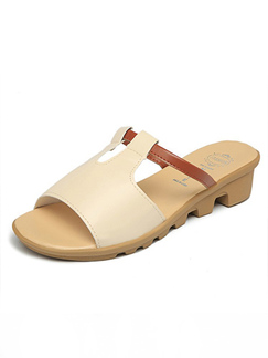 Creamy-White Leather Open Toe Platform Sandal