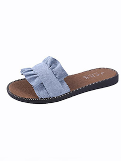 Blue Suede Open Toe Platform Sandals