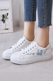 White Leather Round Toe Platform Lace Up Rubber Shoes