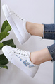 White Leather Round Toe Platform Lace Up Rubber Shoes