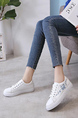 White Leather Round Toe Platform Lace Up Rubber Shoes