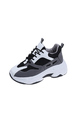 Black and White Leather and Mesh Round Toe Platform Lace Up Rubber Shoes