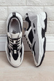 Black and White Leather and Mesh Round Toe Platform Lace Up Rubber Shoes