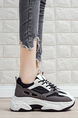Black and White Leather and Mesh Round Toe Platform Lace Up Rubber Shoes
