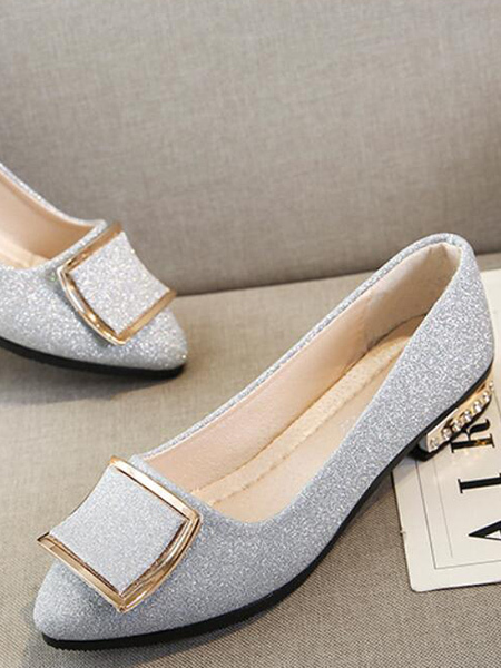 pointed toe flats silver
