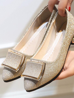Gold Leather Pointed Toe Platform Flats
