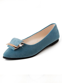 Blue Green Suede Pointed Toe Platform Flats