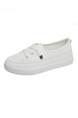 Creamy-White Leather Round Toe Platform Lace Up Rubber Shoes