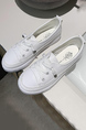 Creamy-White Leather Round Toe Platform Lace Up Rubber Shoes