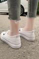 Creamy-White Leather Round Toe Platform Lace Up Rubber Shoes