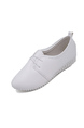 White Leather Round Toe Platform Lace Up Rubber Shoes