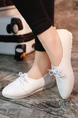 White Leather Round Toe Platform Lace Up Rubber Shoes