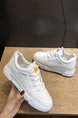 White Leather Round Toe Platform Lace Up Rubber Shoes