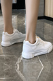 White Leather Round Toe Platform Lace Up Rubber Shoes