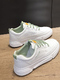 White Leather Round Toe Platform Lace Up Rubber Shoes