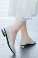Gray Fabric Pointed Toe Platform Chunky Heels