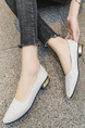 Gray Fabric Pointed Toe Platform Chunky Heels