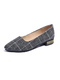 Gray Fabric Pointed Toe Platform Chunky Heels