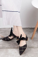 Black Fabric Pointed Toe Platform Chunky Heels
