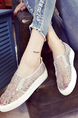 White Mesh Round Toe Platform Rubber Shoes