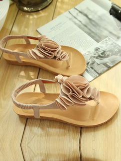 Beige Leather Open Toe Platform Ankle Strap Sandals