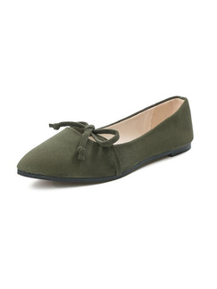 Green Suede Pointed Toe Platform Lace Up Flats