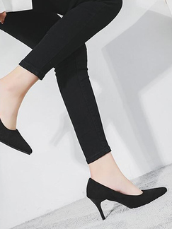 Black Leather Pointed Toe Platform Stiletto Heels