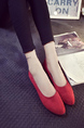 Red Suede Round Toe Platform Ballet Flats