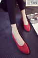 Red Suede Round Toe Platform Ballet Flats