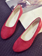 Red Suede Round Toe Platform Ballet Flats