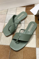 Green Leather Open Toe Platform Slide Sandals