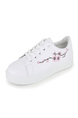 White Leather Round Toe Platform Lace Up Rubber Shoes