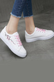 White Leather Round Toe Platform Lace Up Rubber Shoes