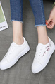 White Leather Round Toe Platform Lace Up Rubber Shoes