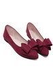 Red Suede Pointed Toe Platform Ribbon Flats