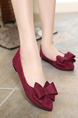 Red Suede Pointed Toe Platform Ribbon Flats