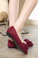 Red Suede Pointed Toe Platform Ribbon Flats