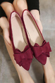 Red Suede Pointed Toe Platform Ribbon Flats