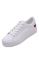 White Leather Round Toe Platform Lace Up Rubber Shoes