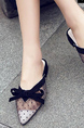 White and Black Mesh Pointed Toe Platform Slide Sandals