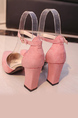 Pink Suede Pointed Toe Platform Ankle Strap Chunky Heels