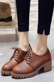 Brown Patent Leather Round Toe Platform Lace Up Boots